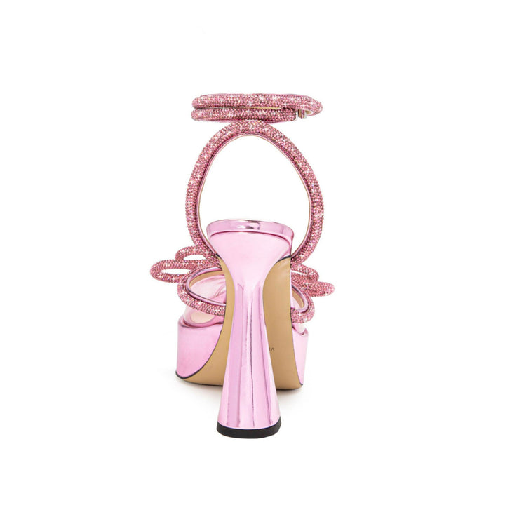 HERYI Diamante Bow Ankle Strap Platform Sandals