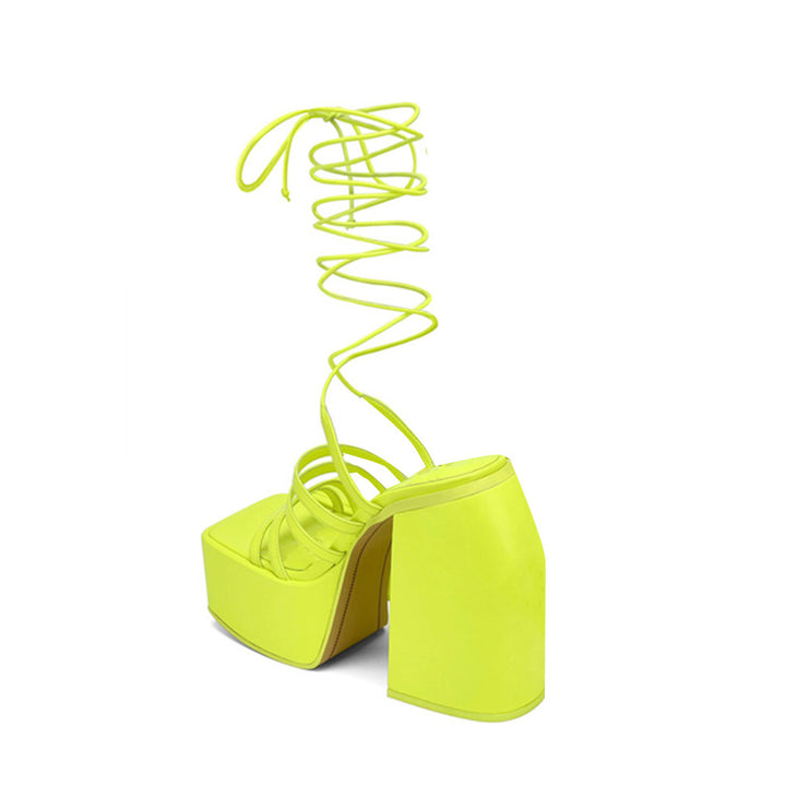 KIEMA Lace Up Block Heel Platform Sandals