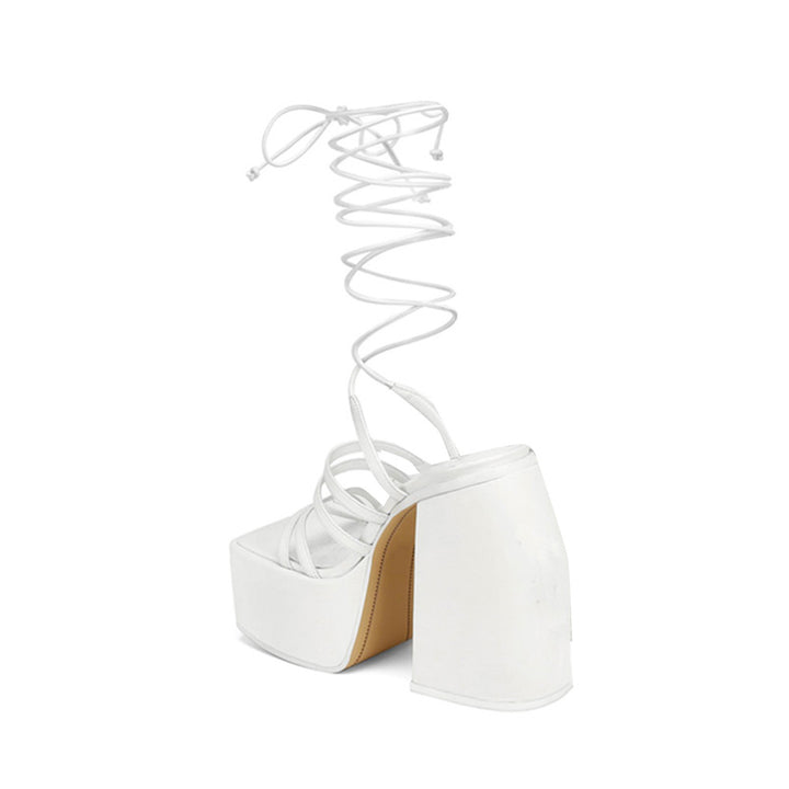 KIEMA Lace Up Block Heel Platform Sandals