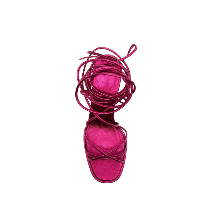 KYLER Lace Up Leather High Heel Platform Sandals