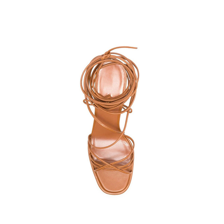 KYLER Lace Up Leather High Heel Platform Sandals