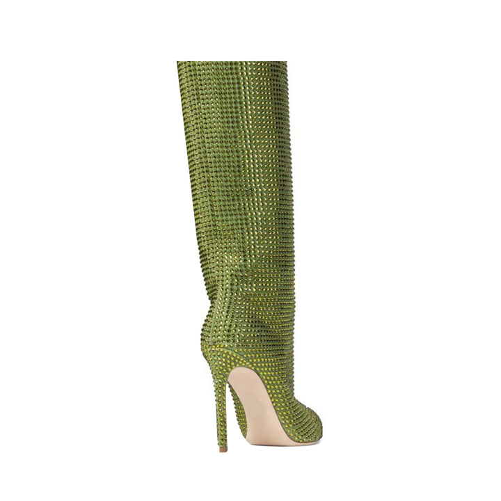LIRID Diamante Stiletto Heel Knee High Boots