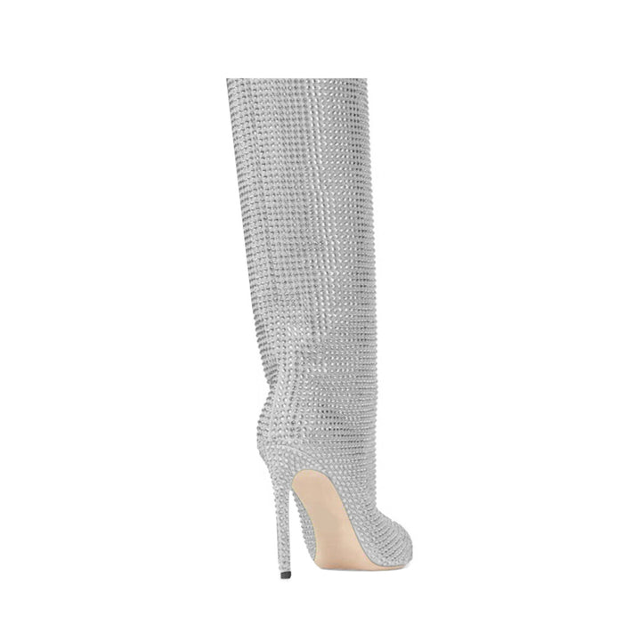 LIRID Diamante Stiletto Heel Knee High Boots