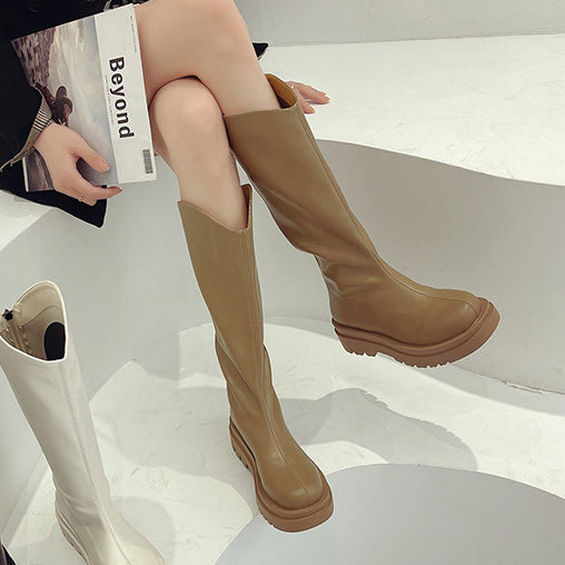 LIRUA Leather Platform Knee High Boots
