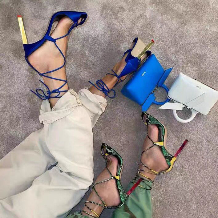 MUNIE Lace Up High Heel Sandals