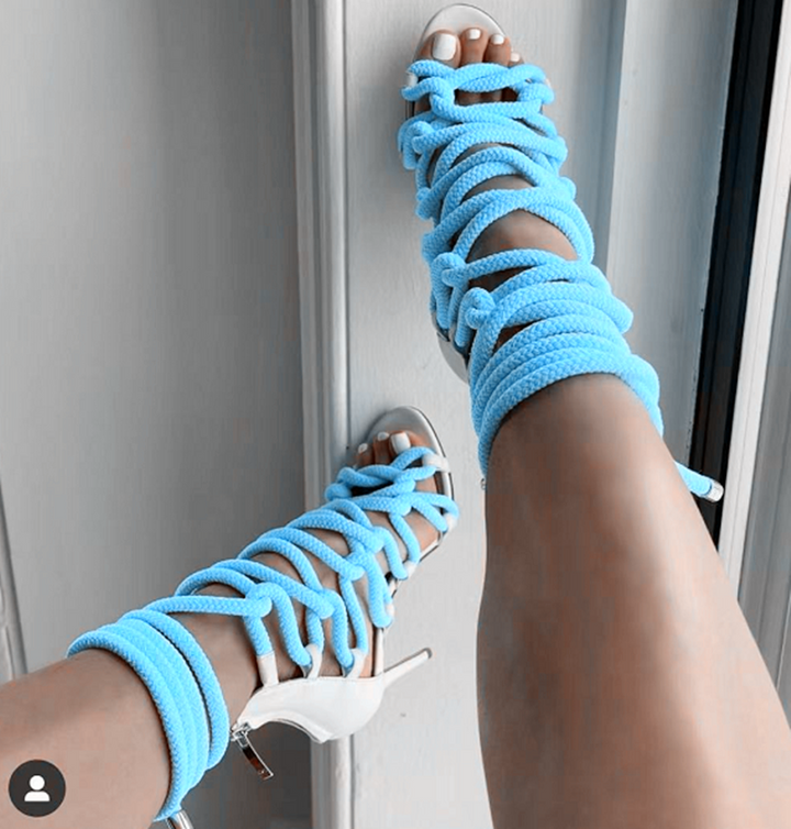 MURRY Lace Up High Heel Rope Sandals