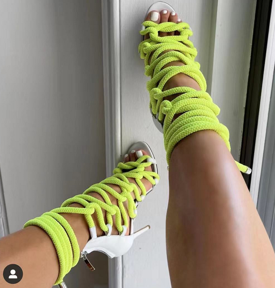 MURRY Lace Up High Heel Rope Sandals