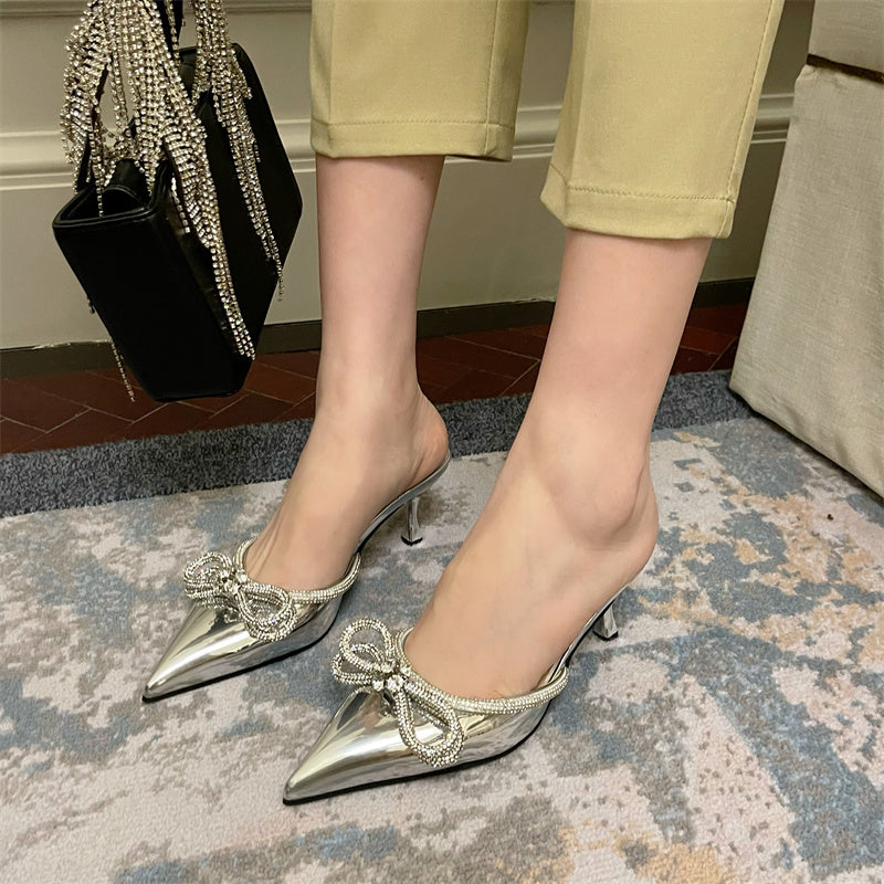 NAIJE Diamante Bow Mules Sandals