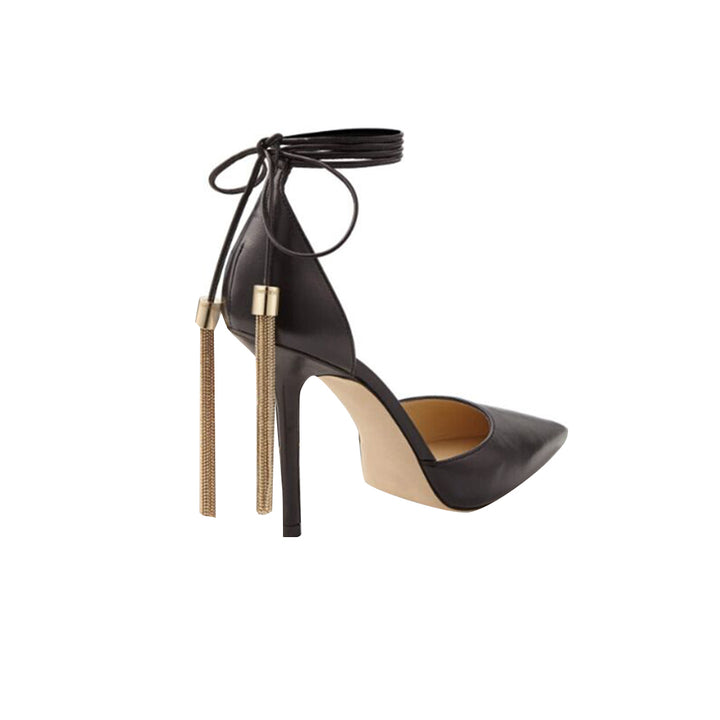 NUHIE Tassels Lace Up High Heel Sandals