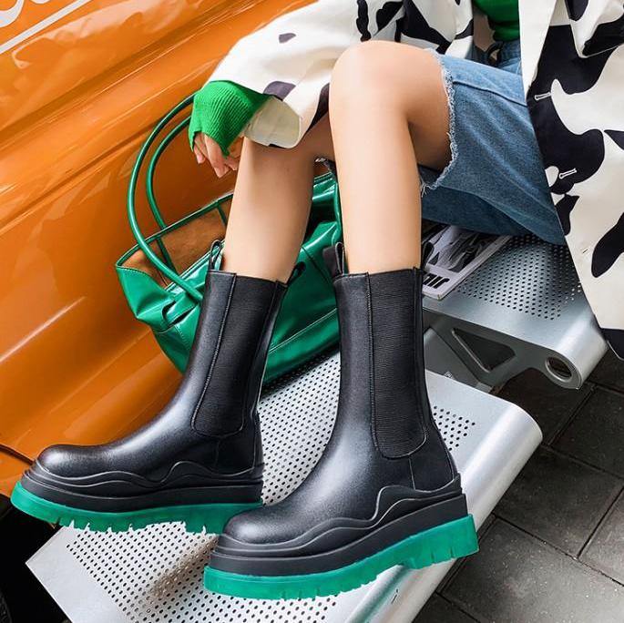 PAULA Basic Bi-Color Leather Ankle Boots - ithelabel.com