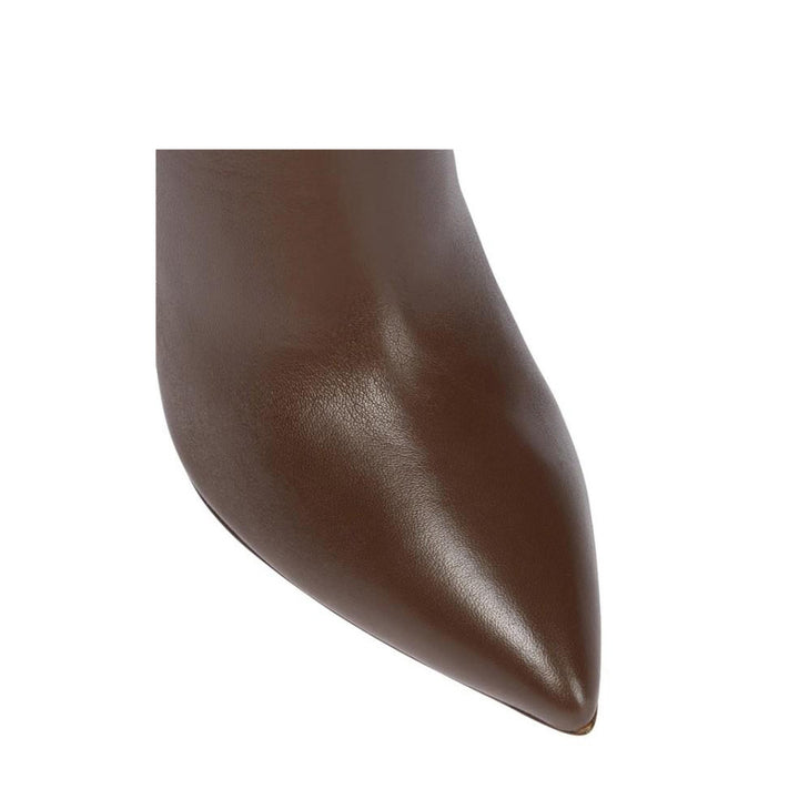 PINIY Stiletto Heel Leather Slouchy Ankle Boots