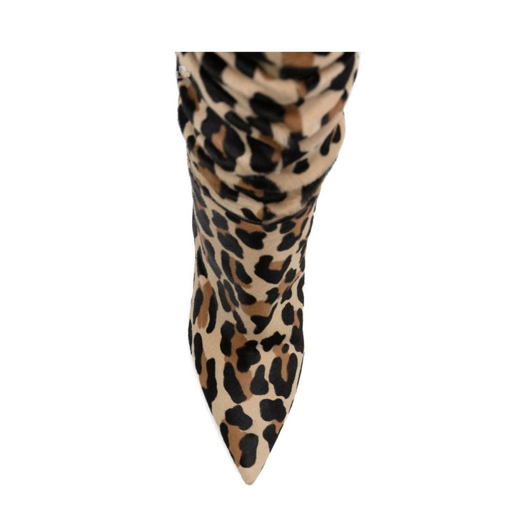 QITEN Stiletto Heel Printed Slouchy Ankle Boots