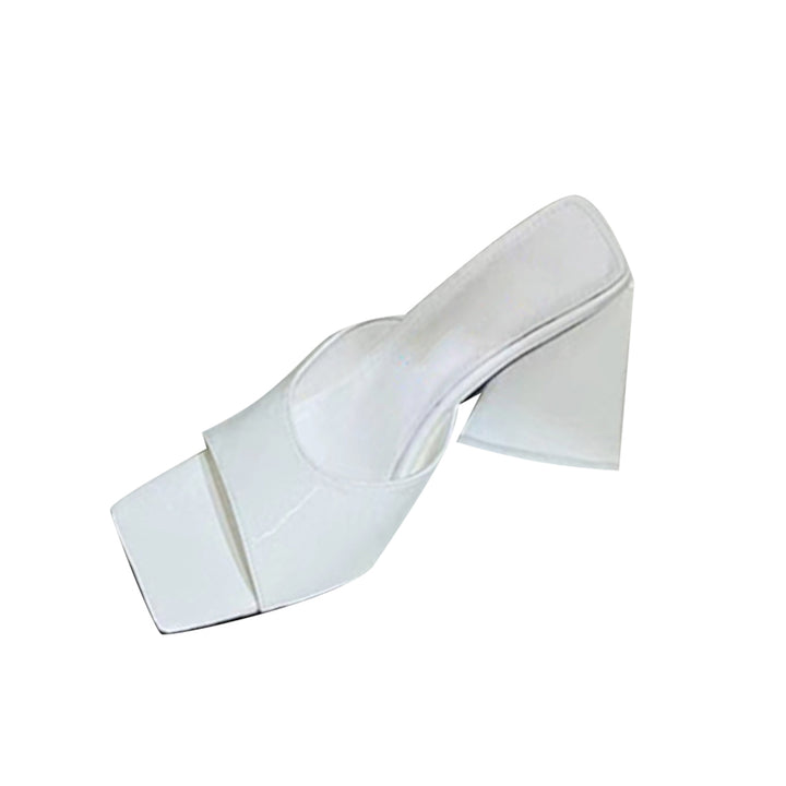 RADIA Block Heel Patent Leather Mules Sandals
