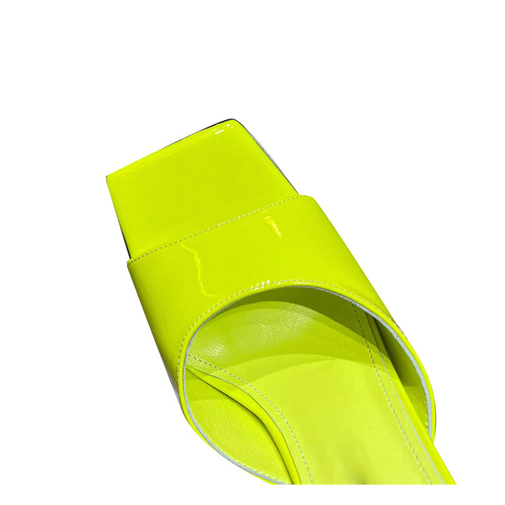 RADIA Block Heel Patent Leather Mules Sandals