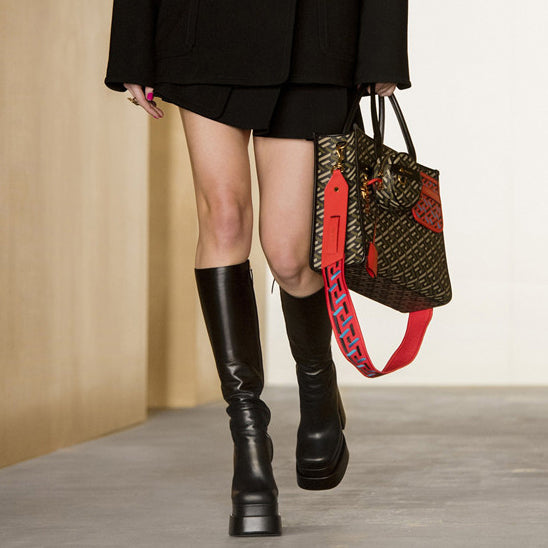 RAFEV Block Heel Platform Knee High Boots