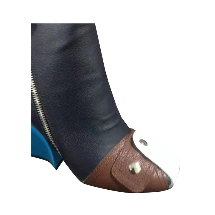 RAFOU Zip Leather Knee High Boots