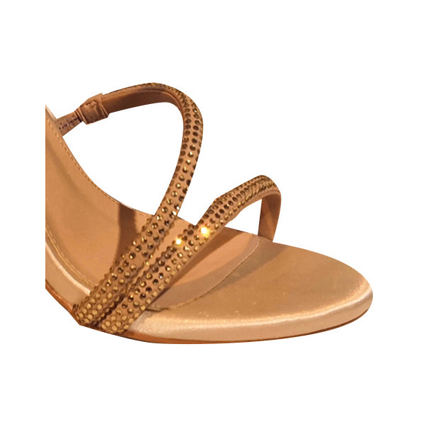 NAVYI Diamante Ankle Wrap Mid Heel Sandals - 8cm