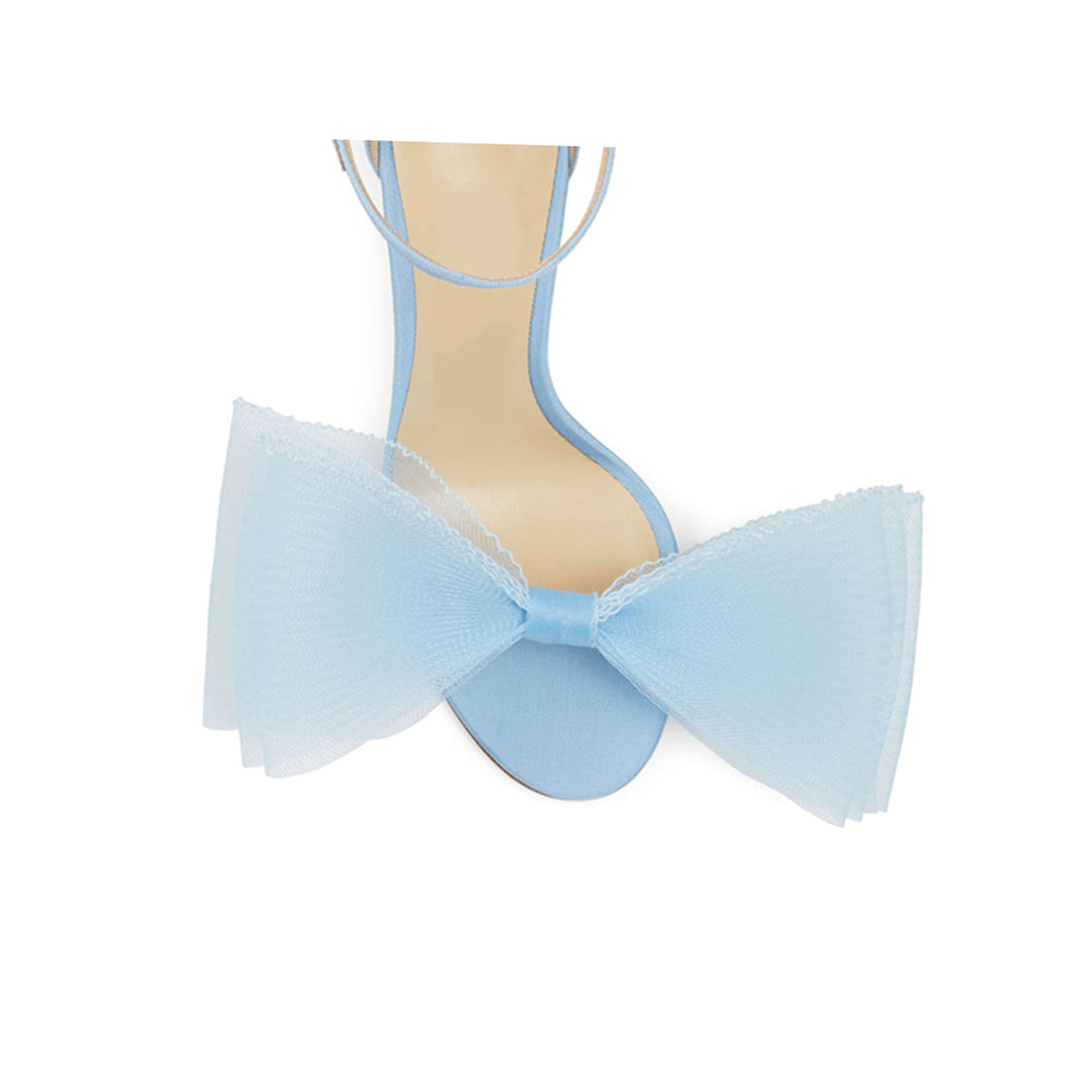 REGON Asymmetric Bow Embellished Satin High Heel Sandals - 10cm
