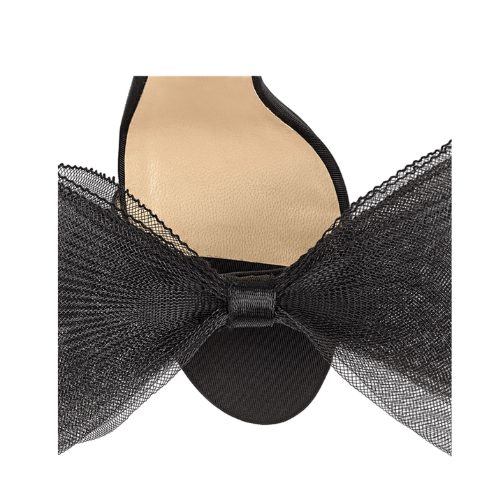 REGON Asymmetric Bow Embellished Satin Mid Heel Sandals - 8cm