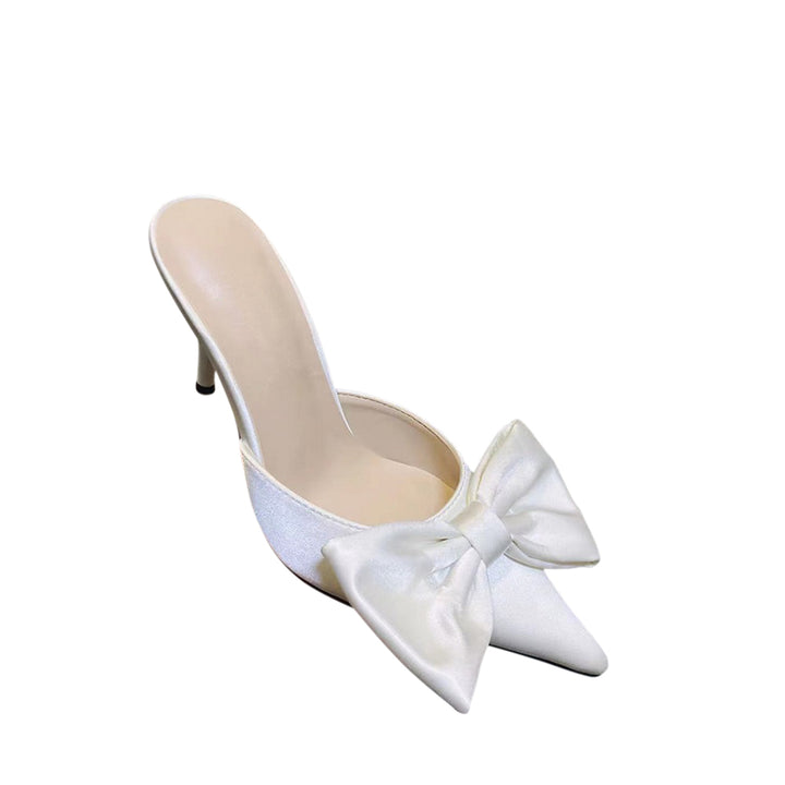 RIETA Bow Embellished Leather Mules Sandals