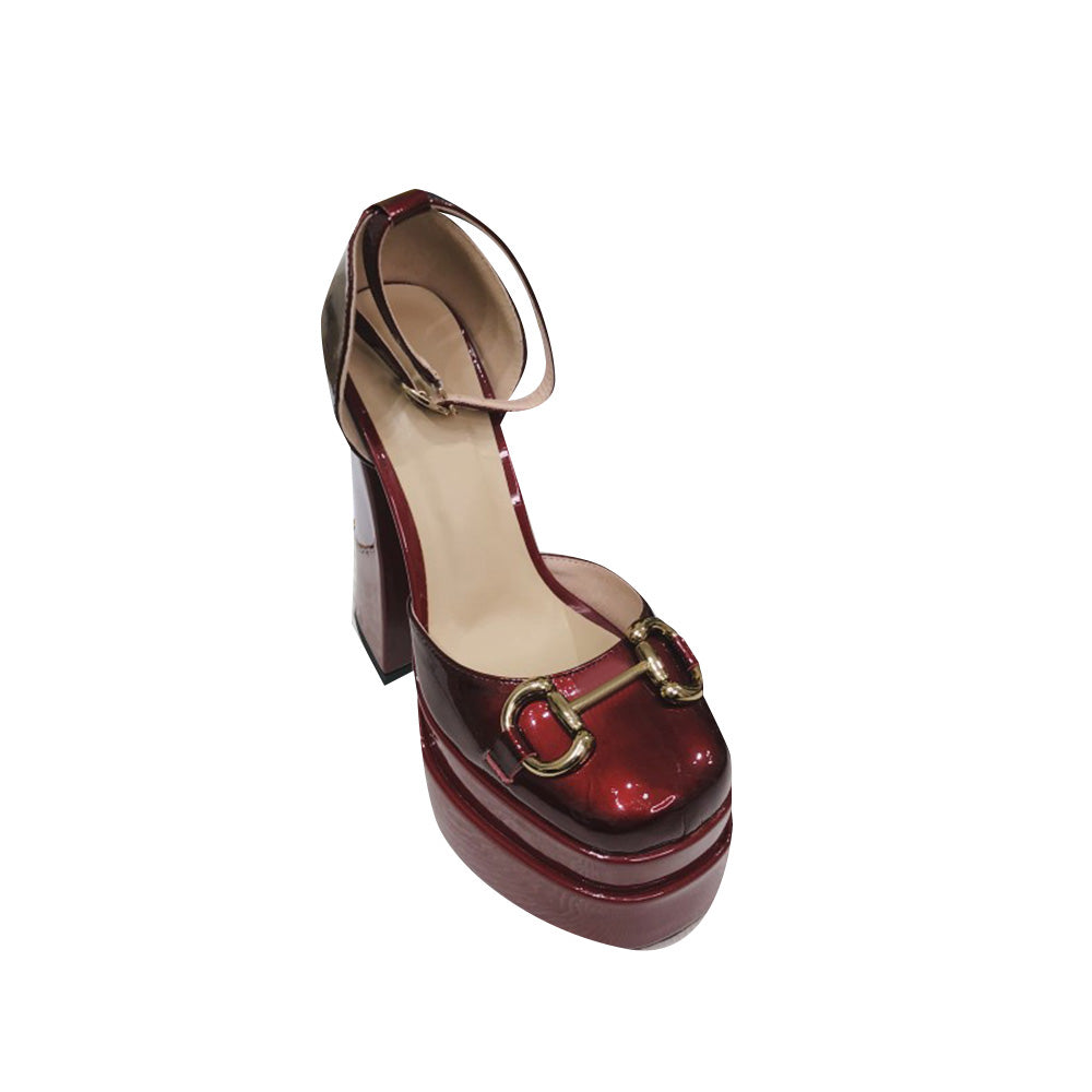 RLKIN Ankle Strap Block Heel Platform Sandals
