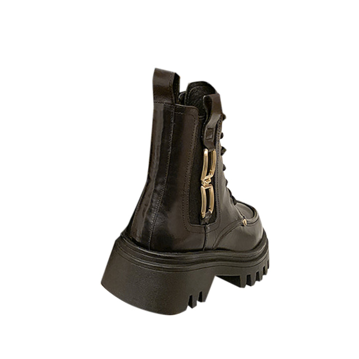 RLVIN Lace Up Leather Platform Ankle Boots