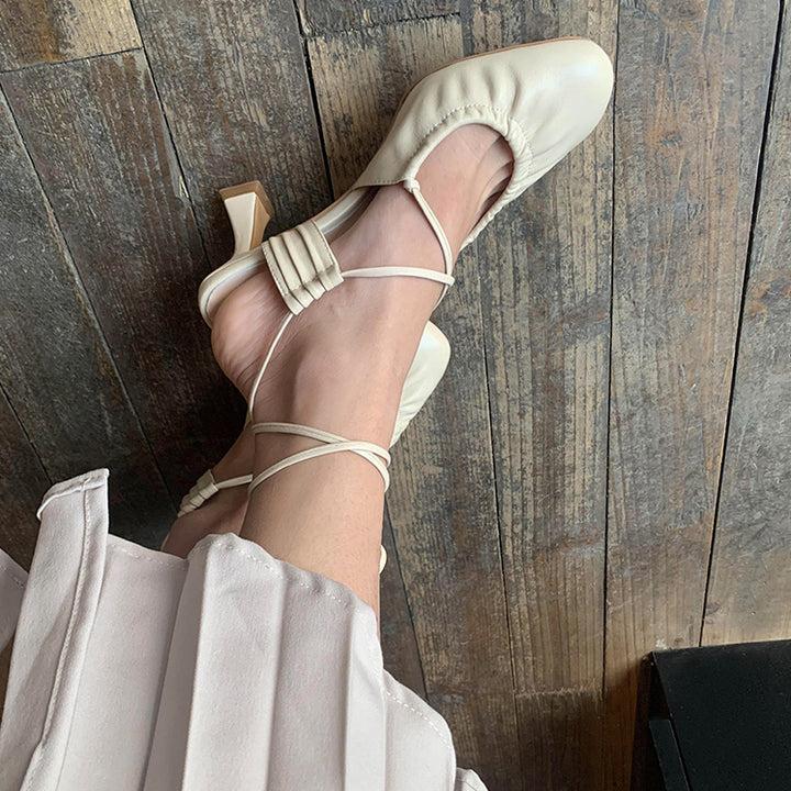 RODRE Lace Up Mid Heel Sandals
