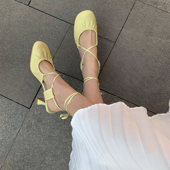 RODRE Lace Up Mid Heel Sandals
