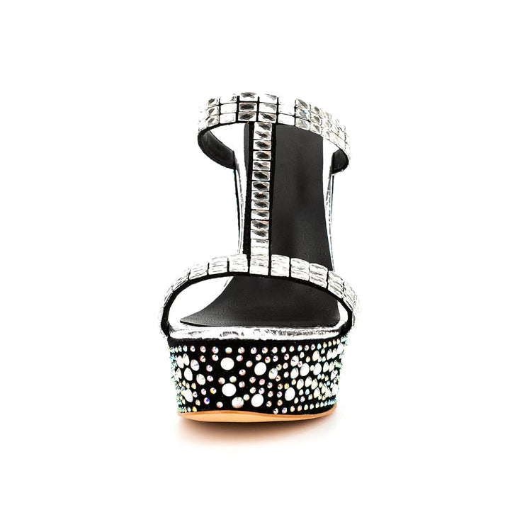 ROIKA Diamante Wedged Heel Mules Sandals