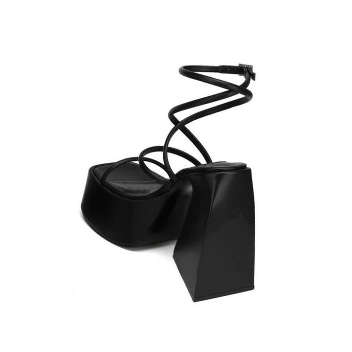 SNIRA Ankle Strap Block Heel Platform Sandals