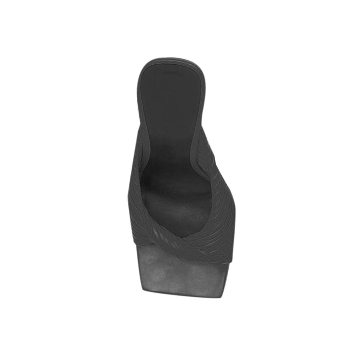 SOKIA Fold Detailed Leather High Heel Mules Sandals - 9cm - ithelabel.com