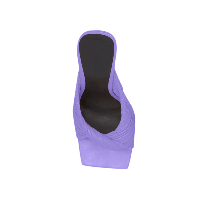 SOKIA Fold Detailed Leather High Heel Mules Sandals - 9cm - ithelabel.com