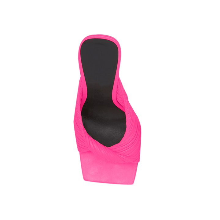 SOKIA Fold Detailed Leather High Heel Mules Sandals - 9cm - ithelabel.com