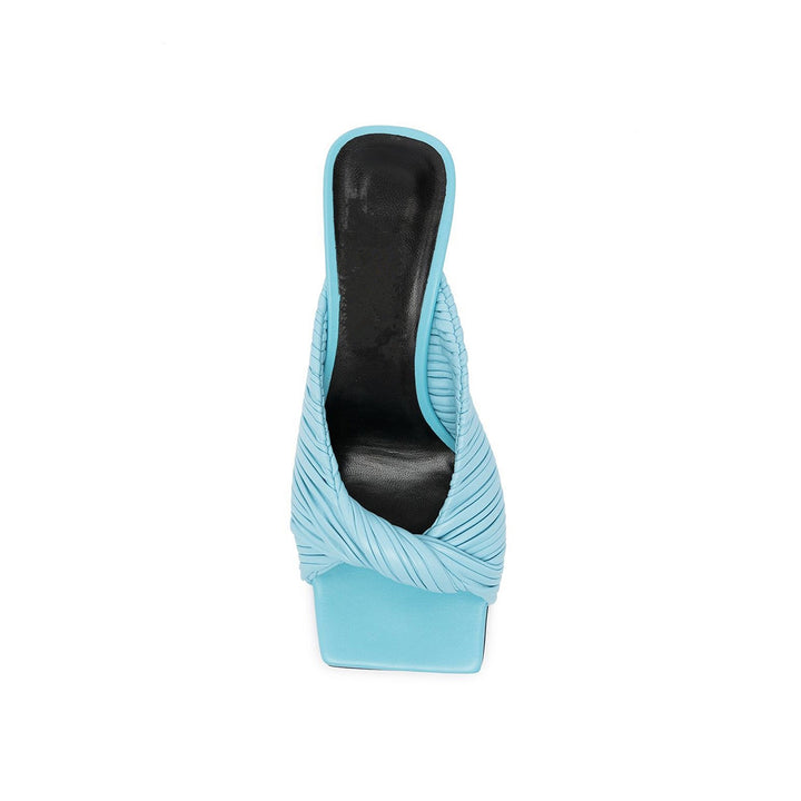 SOKIA Fold Detailed Leather Mid Heel Mules Sandals - 6cm - ithelabel.com