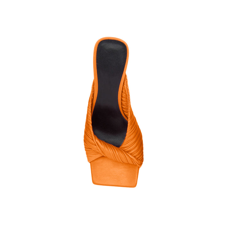 SOKIA Fold Detailed Leather Mid Heel Mules Sandals - 6cm - ithelabel.com