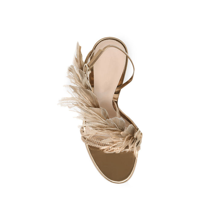 SUNIE Feather And Damante High Heel Sandals - 9.5cm