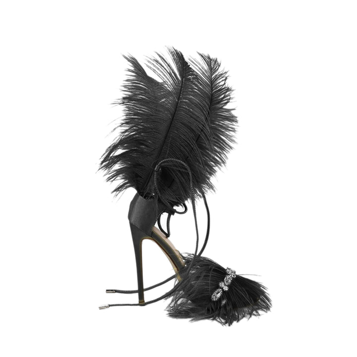SUTEV Diamante Feather High Heel Sandals