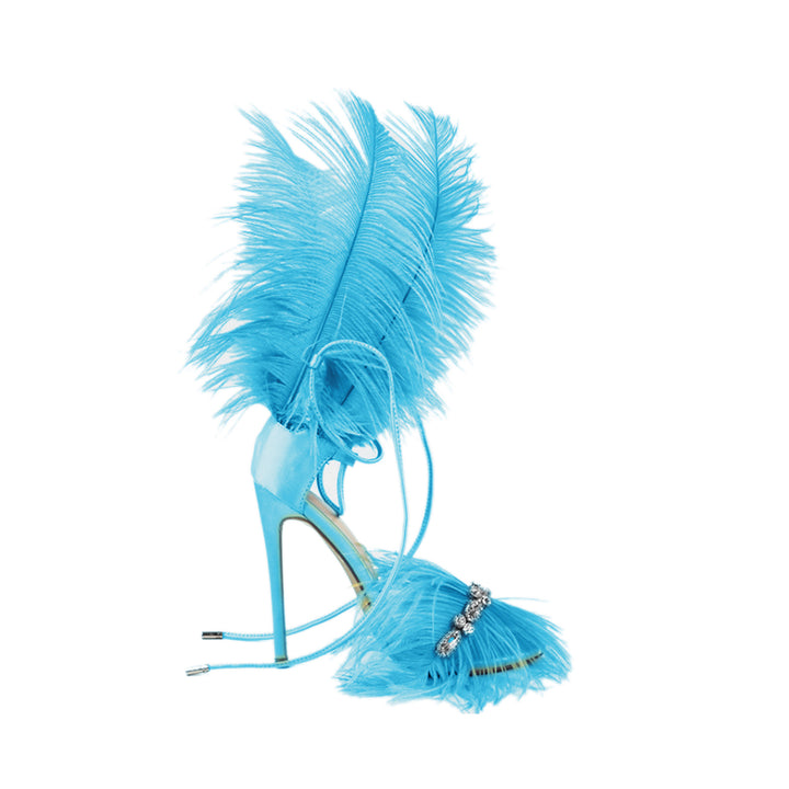 SUTEV Diamante Feather High Heel Sandals