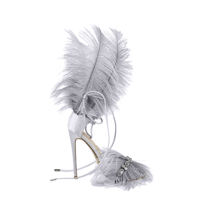 SUTEV Diamante Feather High Heel Sandals