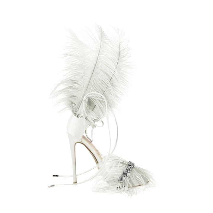 SUTEV Diamante Feather High Heel Sandals