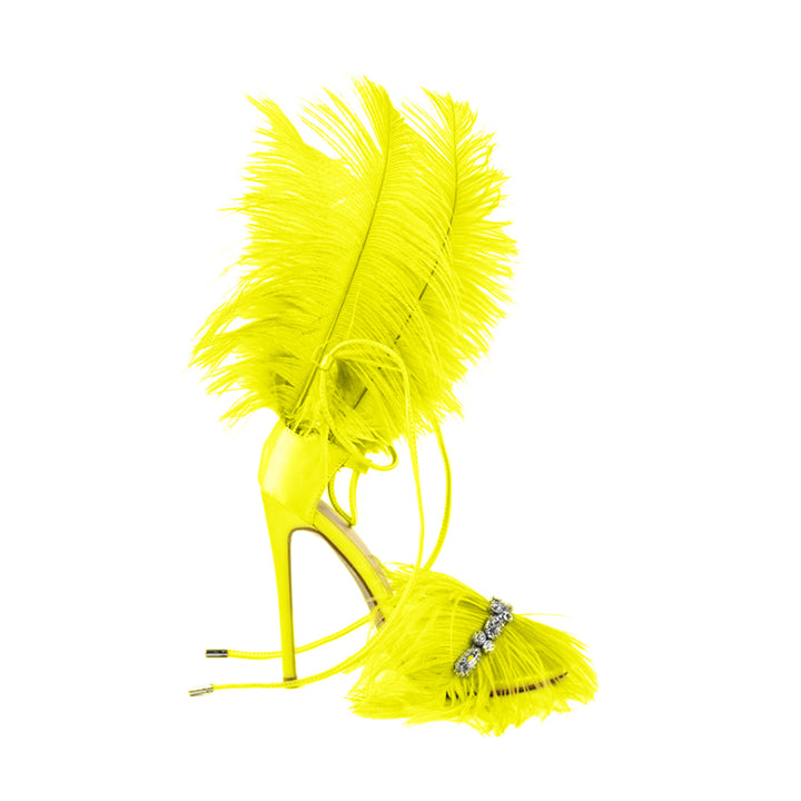 SUTEV Diamante Feather High Heel Sandals