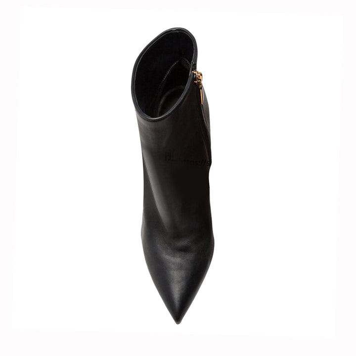 TIFFE Sculptured Heel Asymmetric Leather Ankle Boots