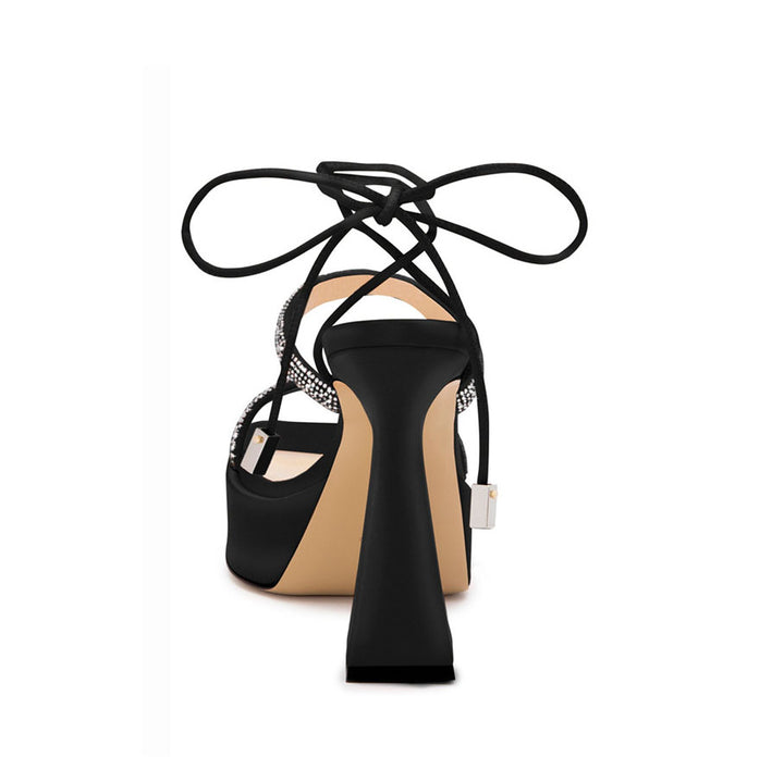 UNLEV Diamante Lace Up Platform Sandals