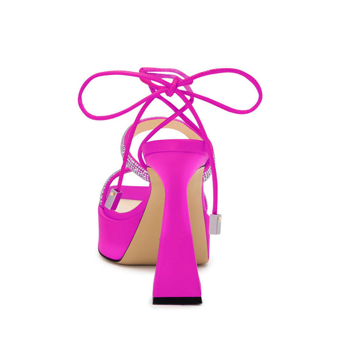 UNLEV Diamante Lace Up Platform Sandals