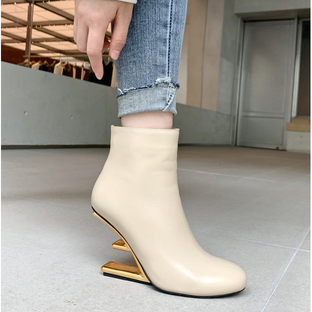 VANUI Sculptured Heel Ankle Boots