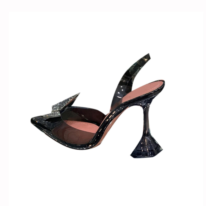VATOE Diamante Butterfly PVC Mid Heel Sandals - 7cm