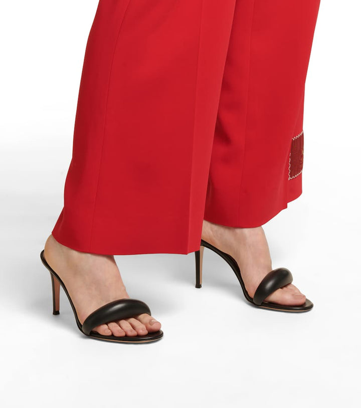 VEBIA Leather Mid Heel Mules Sandals