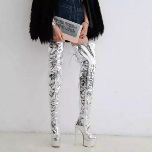VIEKA Stiletto High Heel Over The Knee Platform Boots