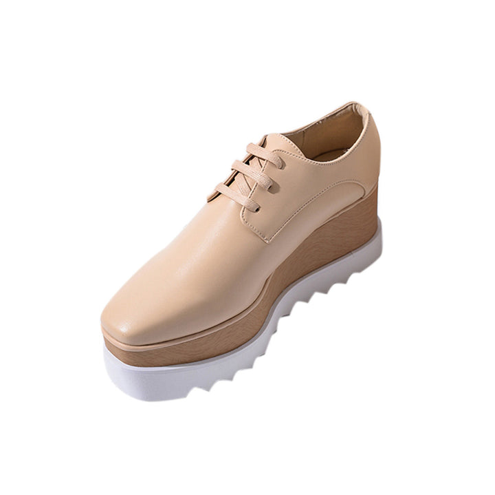 WEMER Lace Up Leather Oxford Platform Sneakers