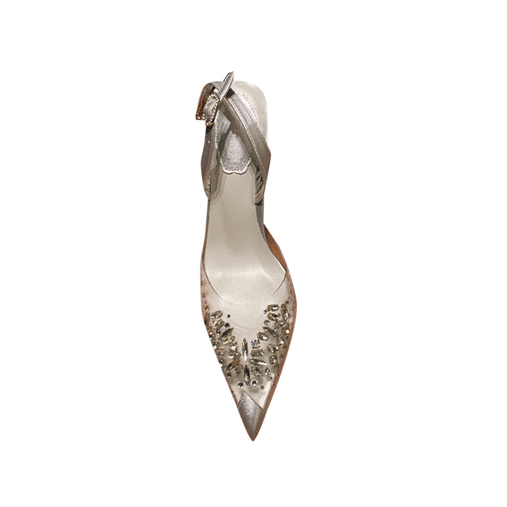 YIKON Diamante PVC Mid Heel Sandals - 6.5cm